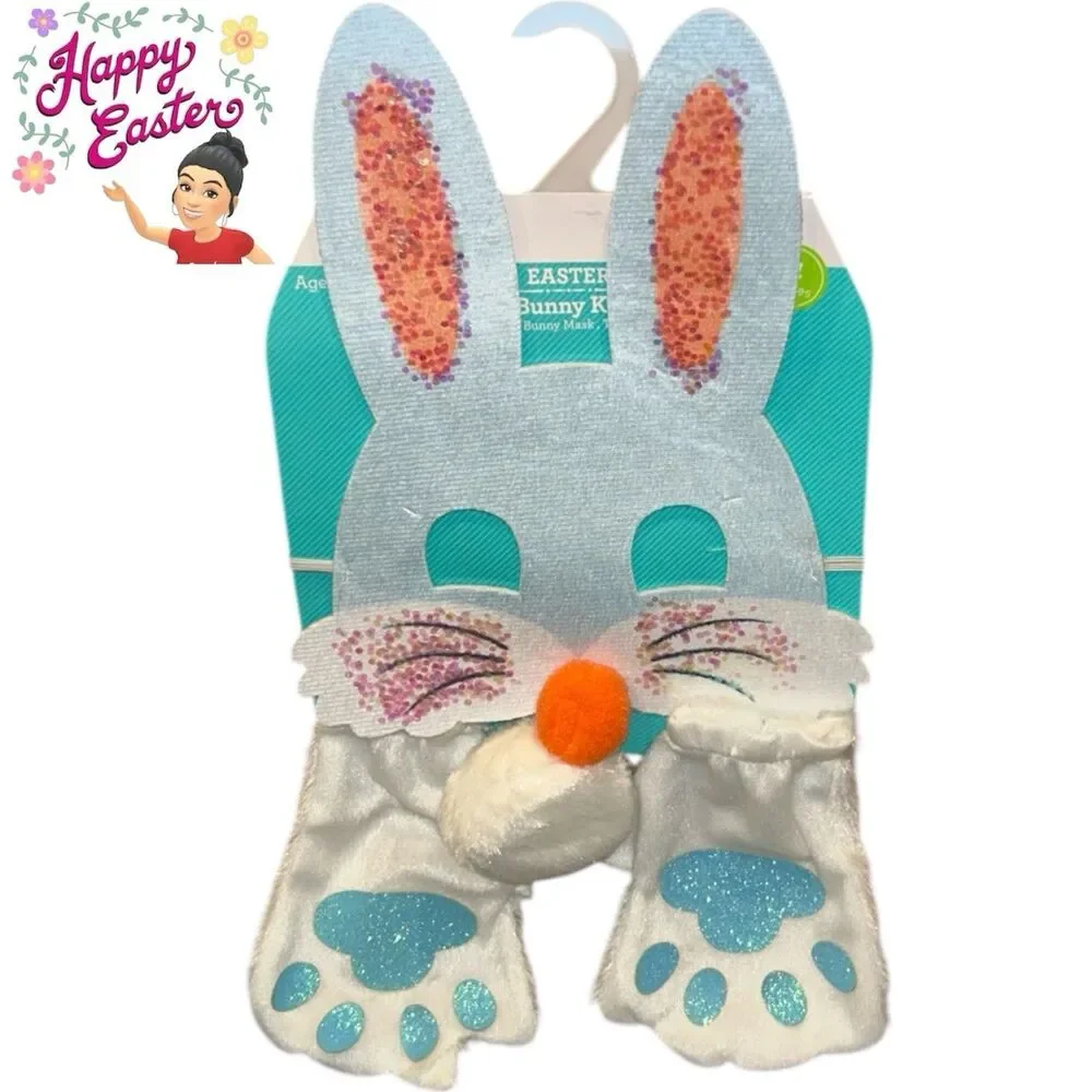 Way To Celebrate Childs White Bunny Kit Bunny Mask, Tail and Paws